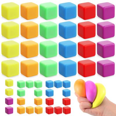100 Pack Slow Rising Stress Cube Fidget Soft Dough Square Bulk for Adults Anxiety Relief Sensory Stress Relief Balls for Office Coworker Women Men Teacher Party Favors
