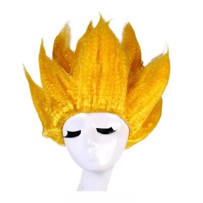 BESTOPPER Cosplay Costume Wig for Kids- Fluffy Saiyan Lianhua Head Style of Dragon Ball Son Goku with Golden Wig (GOLDEN-A)
