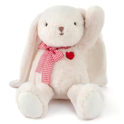 Adorlynetty Medium Bunny Plush with Heart Cute White Rabbit Stuffed Animals Soft Stuffed Bear Plush Bear Plushie Toys Gifts for Girlfriend Boyfriend Kid