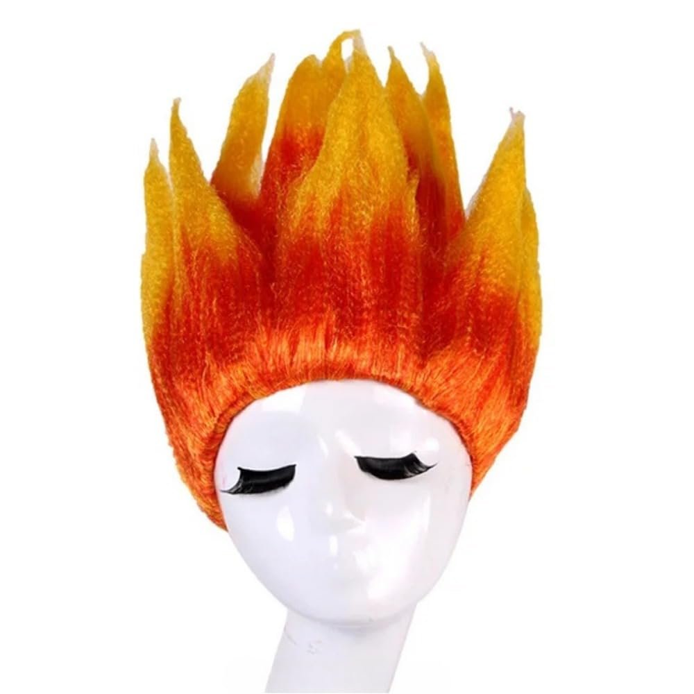 BESTOPPER Cosplay Costume Wig for Kids- Fluffy Saiyan Lianhua Head Style of Dragon Ball Son Goku with Golden Wig (color mixing)