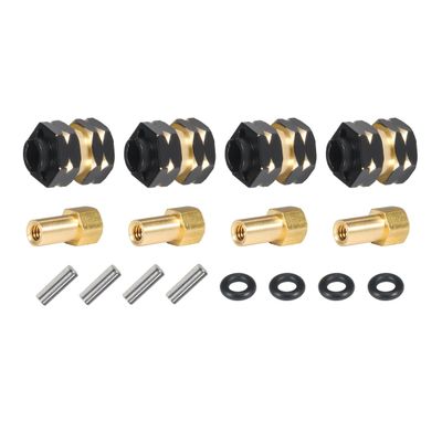 1Set Brass Hub Extenders 7mm Hex 1.0 Wheel Rims Adapter with Nuts for 1/24 RC Crawler SCX24 C10 Gladiator Bronco AX24 Upgrade (Black)