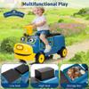 GarveeLife 2 Seater Ride On Train Trackless, 12V Kids Ride On Toy with Height Adjustable Seat, Storage Space, Music, 2 Speeds, Electric Car for Toddlers 3+ Carriage Not Included-Blue view 2