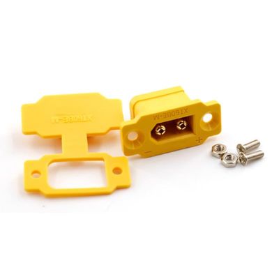 XT60BE-M XT60 Series Connector Yellow with Dust Cover, Screws and Nuts - 60A Rated, 0.55m Low Resistance for Drones, RC Cars, Electric Scooters, Solar Lights