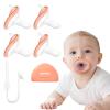 Garkoko 4-Pack Teething Pacifiers with Clip & Case, for Babies 0-18 Months, Thumb Shape Avoid Baby Biting Hands, Non-Touch Face, Food-Grade Silicone, Baby Teething Relief view 1