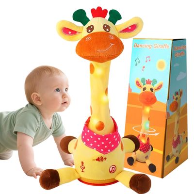 MILEGI Dancing Talking Giraffe Toy, Singing Musical Giraffe Plush Tummy Time Toys with Volume Adjustment, 10 Children's Songs Light Up Toys, Repeating What You Say, Baby Toys for Boys Girls