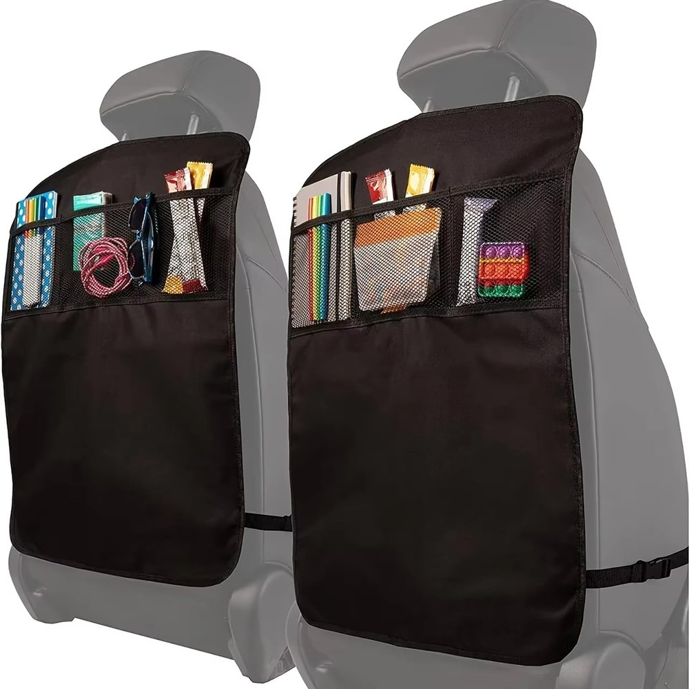 2 Pcs Car Seat Back Organizers, Compatible with Kia Picanto Soul EV, Shin Guards, Anti Dirt Mats for Kids, Multifunctional Storage Bags