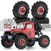 1.0"RC Aluminum Beadlock Wheel and Crawler Tires set (w/Foam Inserts Fit) 7mm Hex for 1/18 1/24 RC Crawler car Axial 90081 AX24 FCX24M FMS SCX24 (R344 Red) view 3