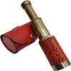 6 Solid Brass Handheld Telescope Spyglass with Brown Leather Case Functional Pirate Navigation Scope & Nautical Collectible view 4