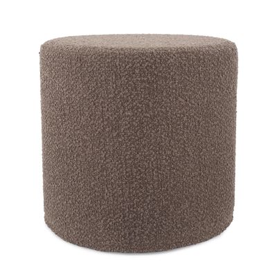 Howard Elliott Collection No-Tip Cylinder Round Ottoman Pouf with Polyester Cover Multi-Use Footstool, Side Table or Seat for Living Room or Bed Room 17" x 17" - Chocolate Brown