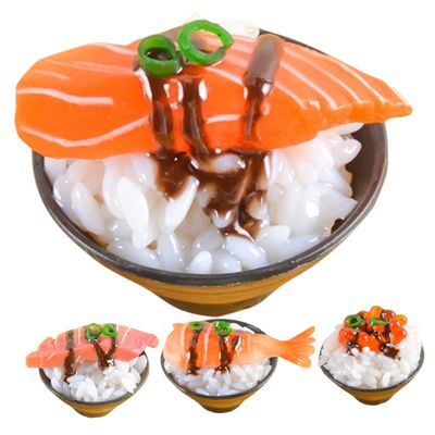 COOLHIYA 4Pcs Realistic Japanese Sushi Rice Fake Food Models for Photography Props Play Food Display Decoration