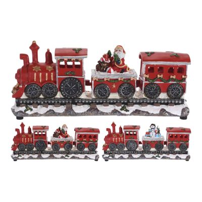 Decorative Christmas Train with Locomotive and 2 Carriages with LED Lights and Movable, 39 x 11 x 17 cm, 2 Designs (Assorted)