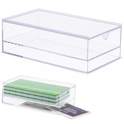 Afarnook Empty Acrylic Mahjong Case Mahjong Storage Box for American Tiles and Mahjongs Cards Transparent Display Box for Mahjongs Tiles Accessories Supplies (Small,2 Compartment)