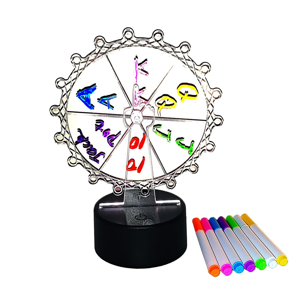 HYDLSY LED Illuminated Spin The Wheel Game with Stand - Prize Wheel for Carnivals/Parties, Spinning Prize Wheel with Heavy Duty Base, Interactive Light-Up Game (Transparent, D5.9)