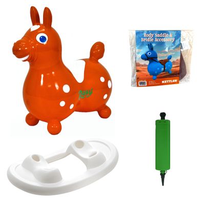 Gymnic Rody with Rocking Base and Saddle (Orange Rody & Rocking Base with Saddle)