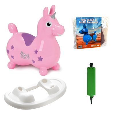 Gymnic Rody with Rocking Base and Saddle (Pink Unicorn & Rocking Base with Saddle)