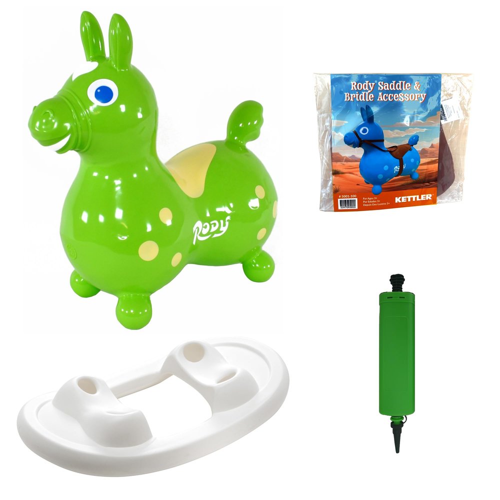 Gymnic Rody with Rocking Base and Saddle (Lime Green Rody & Rocking Base with Saddle)