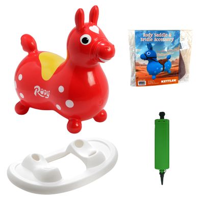 Gymnic Rody with Rocking Base and Saddle (Red Rody & Rocking Base with Saddle)