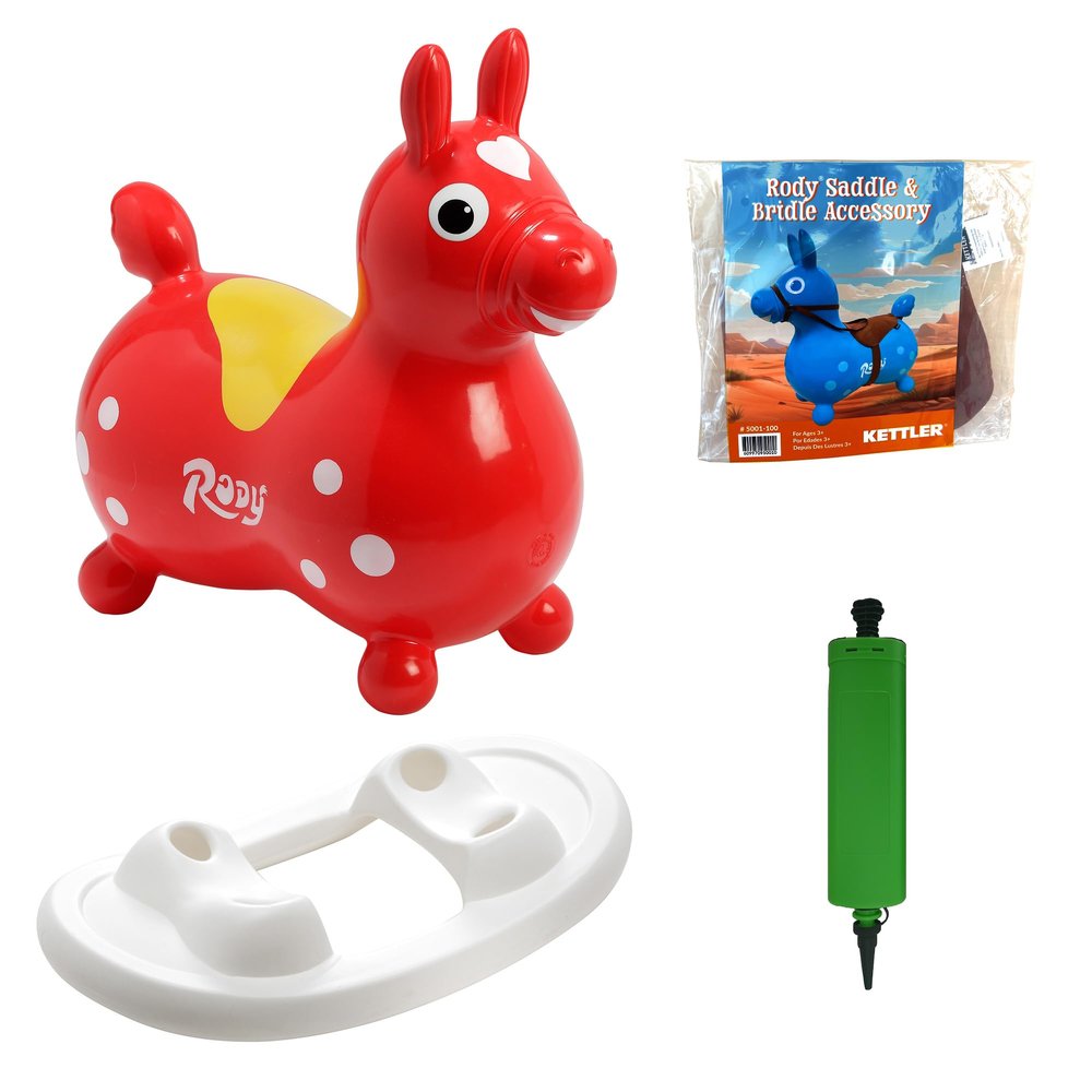 Gymnic Rody with Rocking Base and Saddle (Red Rody & Rocking Base with Saddle)