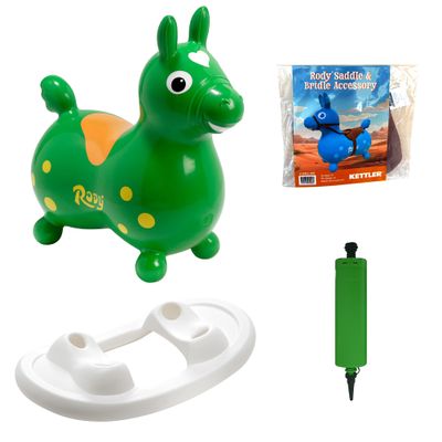 Gymnic Rody with Rocking Base and Saddle (Green Rody & Rocking Base with Saddle)