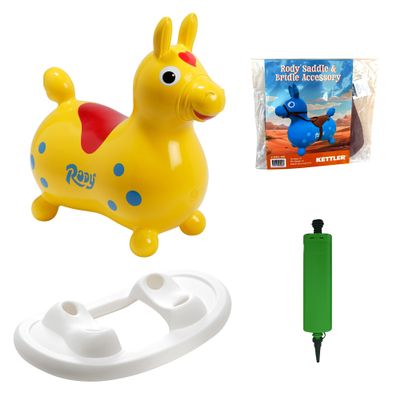 Gymnic Rody with Rocking Base and Saddle (Yellow Rody & Rocking Base with Saddle)