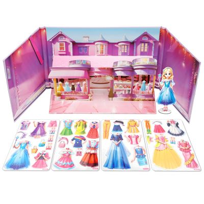FALESOUL Magnetic Dress Up Dolls for Girls 20 Dress Shoe Handbag and Accessory DIY Magnetic Sticker Quiet Book Kids Toddlers Ages 3 4 5 6 7(Style 1)