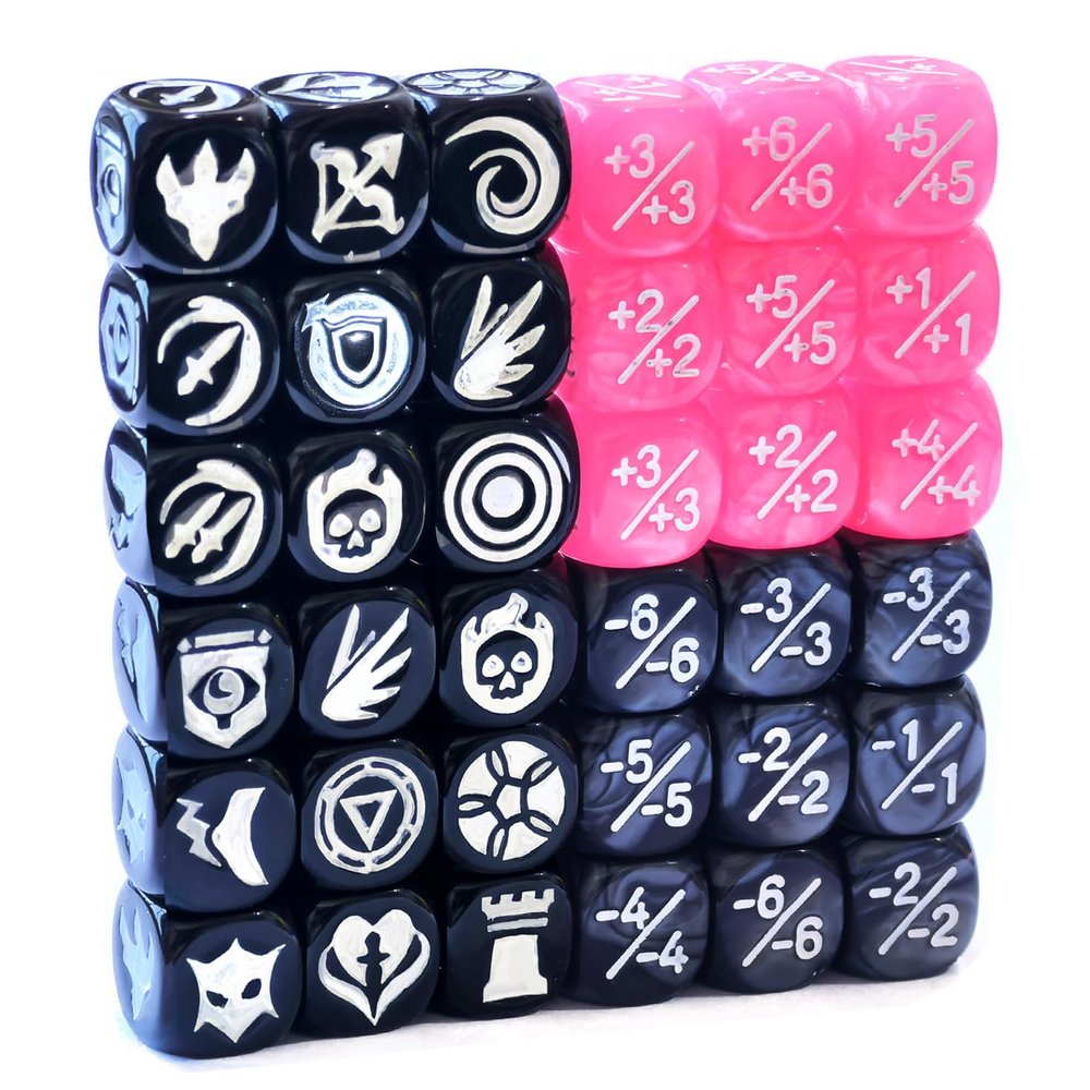 36pcs 12MM Abilities Keywords Counter Dice MTG Dice 1/+1 Counters Bulk Creature Stats Buff Tokens Dice Set (Multicolors)