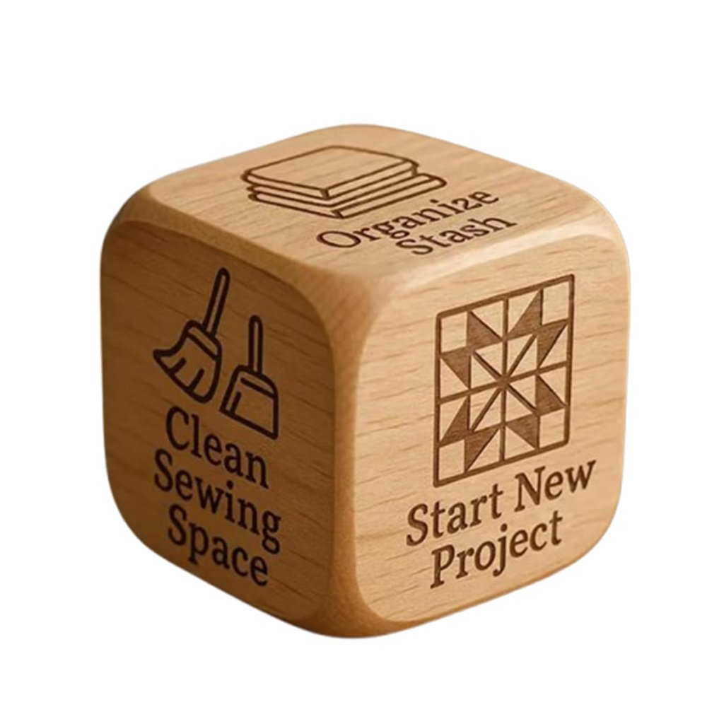 2026 Creative Decision Dice, Handmade Wooden Patchwork Decision Dice Perfect for Date Night Couple Wedding Handmade Gift for Sewing Enthusiasts (2)