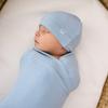 Little Sleepies Swaddle & Beanie Set, Viscose from Bamboo Baby Swaddle Blanket Wrap Unisex Newborn Hospital Outfit (Light Fog Ribbed) view 3