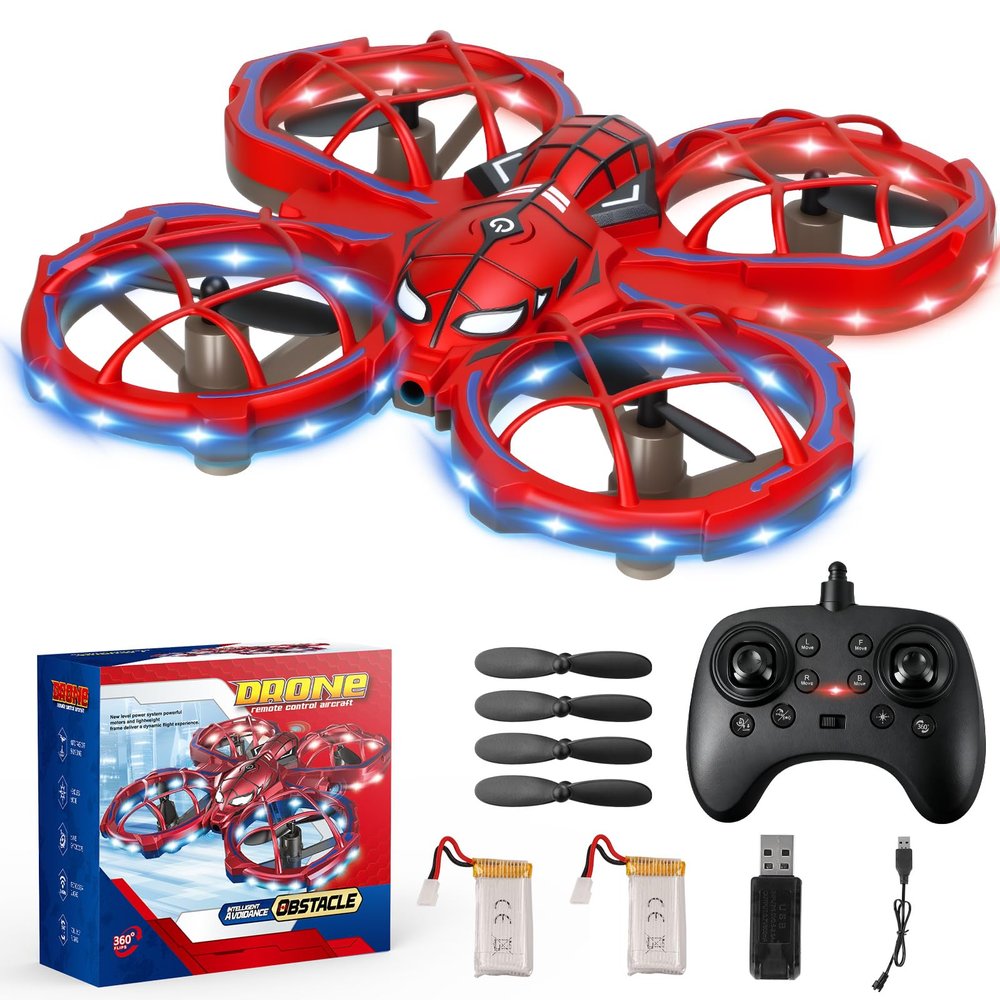 Gretex Spider Drones for Kids 8-12: Stunt Drone 5D Obstacle Avoidance RC Quadcopter, 3D Flips, Auto Hovering, LED Lights, Indoor Outdoor Remote Control Helicopter for Boys Girls Adults