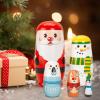 Christmas Nesting Dolls for Kid, Store Easily, 1 Set, Wood Stacking Handmade Russian Dolls, Wooden Christmas Stacking Toys, Long-Term Use, for Toddler, Winter, Home view 2