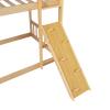 senfeii Twin Over Twin Floor Bunk Bed with Playhouse, Climbing Ramp + Dual Ladders, Safety Guardrails, Solid Pine/Premium Composite Wood, Slat Support, Easy Assembly, Mattress Not Included, Natural view 4