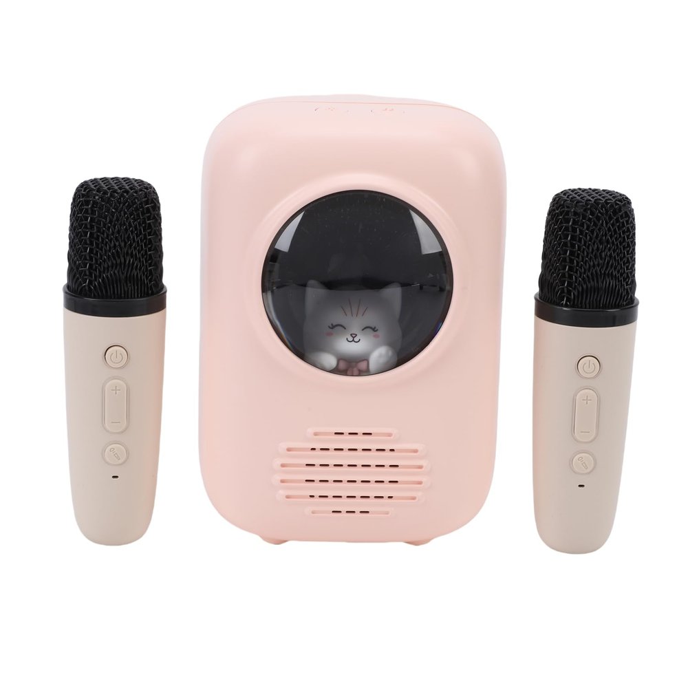 Zunate Karaoke Machine, Portable Bluetooth Karaoke Speaker with 2 Wireless Microphones, 4 Fun Sound Effects, Adjustable Night Light, Toys for All Smartphones, Birthday, Family, Home
