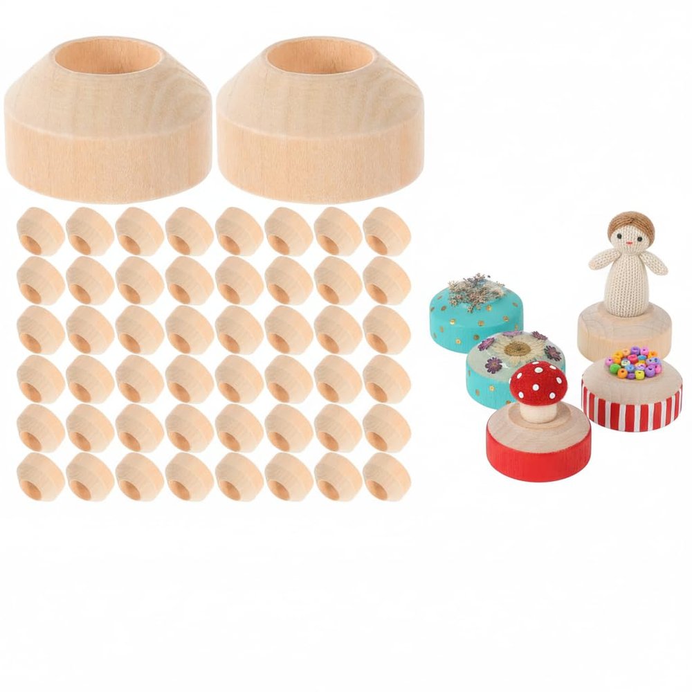 SUPVOX 50pcs Wooden Doll Pin Stands Round Wooden Clothespins Unfinished Wood Stand Peg Figure Craft Bases for Art Painting and Doll Accessories