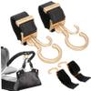 2PCS Stroller Hooks Dual Hook Rotating Stroller Clips Easy to Attach Accessories with Strong Load-Bearing Hand-Free Hooks for Diaper Bag Shopping Bag Gold view 1