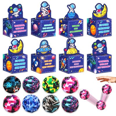 24 Pack Valentines Day Cards for Kids with High Bouncy Balls, Valentines Day Cards for Kids School, Valentine's Day Gifts For Kids Classroom Exchange, Valentine Party Favors Prizes for Boys Girls