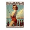 1000 Piece Wooden Jigsaw Puzzle Pin Up Girl Fishing Design Challenging Activity for Adults 29.5x19.7 Inch view 1