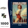 1000 Piece Wooden Jigsaw Puzzle Pin Up Girl Fishing Design Challenging Activity for Adults 29.5x19.7 Inch view 2