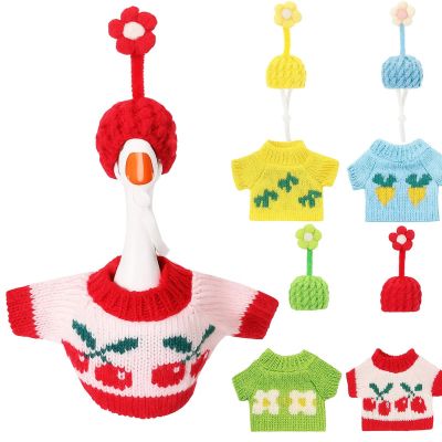 SilTriangle 4 Set 7 Inch Mini Desk Goose Knitted Outfits Cute Magnetic Goose Key Holder Multiple Colors Clothes for Home Office Magnetic Duck Statue Table Desk Key Holder Decor Gifts(Vibrant)