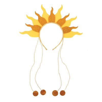 BESPORTBLE Sun Headband: Flame Headband For Kids And Adults - Shimmering Fire Party Accessory For Halloween Rave And Festivals - With Bead Chains