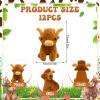 12 Pcs Highland Cow Stuffed Animal Plush Toy Scottish Highland Cow Animal Brown Realistic Cattle Plushie Doll Gifts for Stress Relief Christmas Birthday Forest Grassland Party Favors Decor view 2