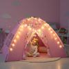 AFUNX Kids Play Tent, Extra Large Unicorn Playhouse for Girls with Star String Lights, 70"x45"x43" Pink Tent with Ice Cream & Fruit Prints, Foldable Indoor Play Tent, Tunnel-Ready, Easy Setup view 1