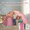 AFUNX Kids Play Tent, Extra Large Unicorn Playhouse for Girls with Star String Lights, 70"x45"x43" Pink Tent with Ice Cream & Fruit Prints, Foldable Indoor Play Tent, Tunnel-Ready, Easy Setup view 3