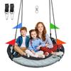 43 Inch Tree Swing Spider Web Tree Swing,800Lb Weight Capacity,900D Oxford Waterproof with Handles, with 71" Adjustable Hanging Strapsfor Backyard,Gifts for Kids Playground (Black-Grey43in) view 1
