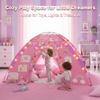 AFUNX Kids Play Tent, Extra Large Unicorn Playhouse for Girls, 70"x45"x43" Pink Kids Playhouse with Cute Ice Cream & Fruit Prints, Foldable Indoor Play Space, Tunnel-Ready Design, Easy Setup Gift Idea view 2