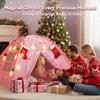 AFUNX Kids Play Tent, Extra Large Unicorn Playhouse for Girls, 70"x45"x43" Pink Kids Playhouse with Cute Ice Cream & Fruit Prints, Foldable Indoor Play Space, Tunnel-Ready Design, Easy Setup Gift Idea view 4