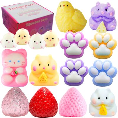 16 PCS Big Taba Squishy Set, Squishy Fidget Toys Kit, Include Squishies Chick , Cat Paws, Hamster, Stress Relief Toy, Squeeze Toys, Party Favors, Birthday Gift for Girls, Boys, Kids
