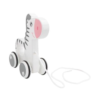 COOLHIYA Cartoon Zebra Wooden Pulling Car for Walk Learning Pull Along Safe Gift for Shower Birthday Christmas