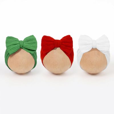 YWAOAIJD Baby Bows Headbands Soft Nylon Handmade Hair Accessories for Newborn Infant Toddler Kids (3 Red white green, Large)