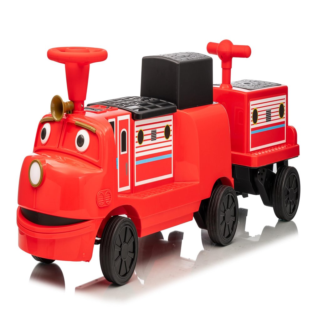 12V Ride on Train Trackless, 2+ Seater Kids Ride on Toy Licensed by CHUGGINGTON with Removable Storage Chair, Light, Music, Rubber Wheels, Kids Electric Car for Boys Girls 3+ (Carriage with Included)