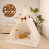 KetieStory Kids Play Tent Set  Portable Teepee Tent for Toddlers with Mat & Star Lights, Washable and Foldable Indoor Play House for Baby Aging 1-3 as Reading Nook & Room Decor view 1